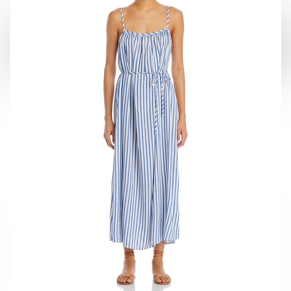 Sleeveless Cami Maxi Dress Blue and White Striped